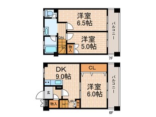 夙川7番街ｽﾄｰｸﾏﾝｼｮﾝ（606）の物件間取画像